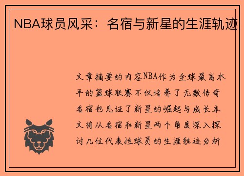 NBA球员风采：名宿与新星的生涯轨迹